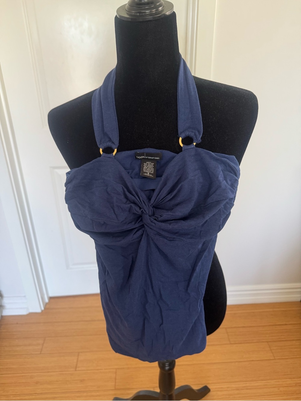 Navy Halter Top with Gold Rings